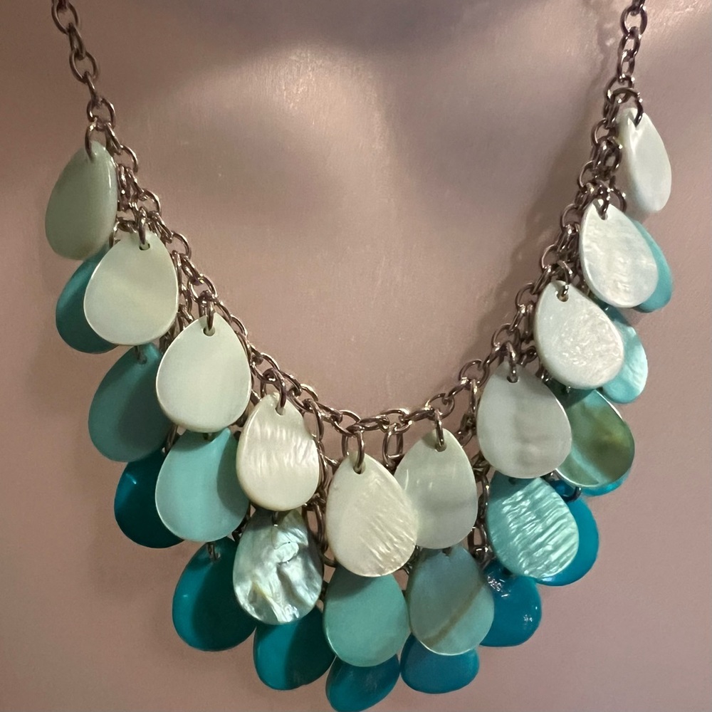 Earrings & Turquoise Bibbed Shell Necklace